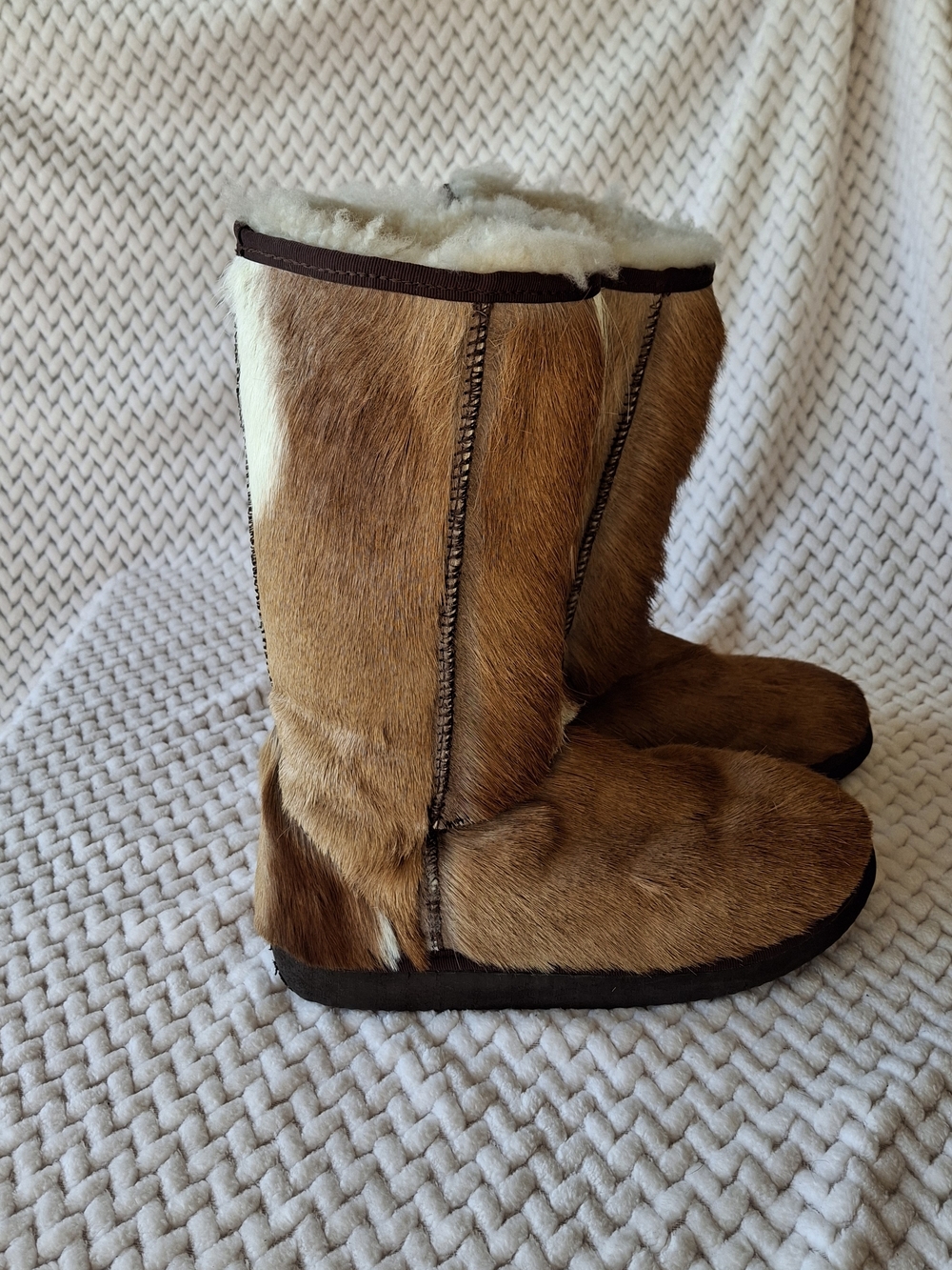 Women's Cleverboks Springbok Fur Shearling-Lined Brown Winter Boots
